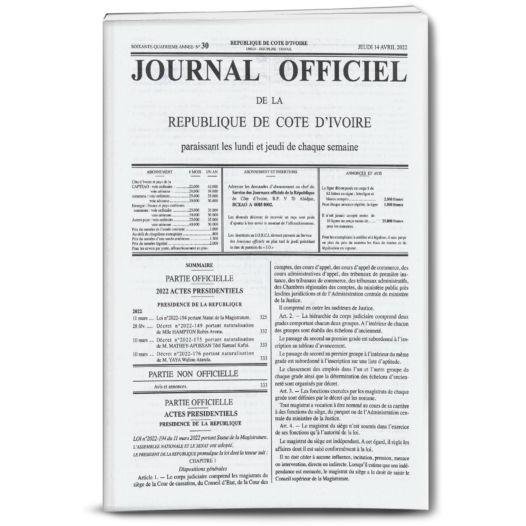 Journal Officiel N30 Du Jeudi 14 Avril 2022 PDF PROFESSION JURISTE