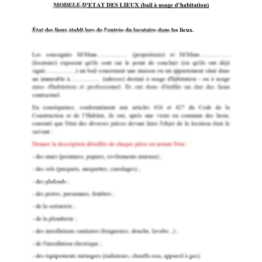 Mod Le D Tat Des Lieux Bail D Habitation Profession Juriste