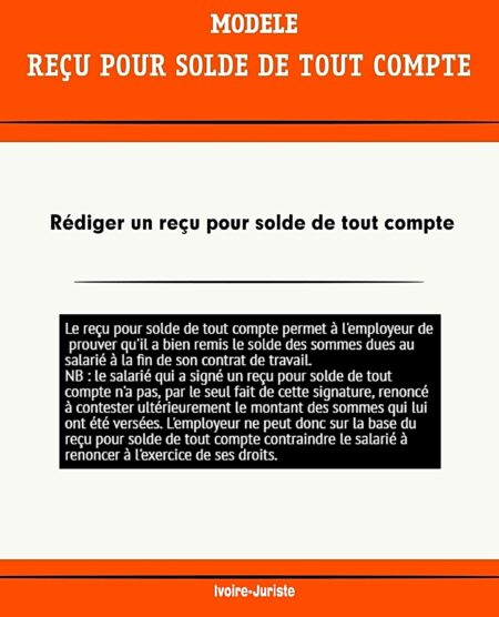 Modèle de reçu pour solde de tout compte