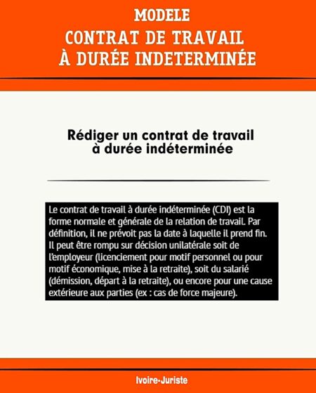 Modèle de contrat de travail à durée indéterminée - Côte d'Ivoire