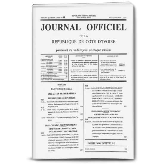 Journal Officiel N°60 du Jeudi 28 Juillet 2022 (PDF)