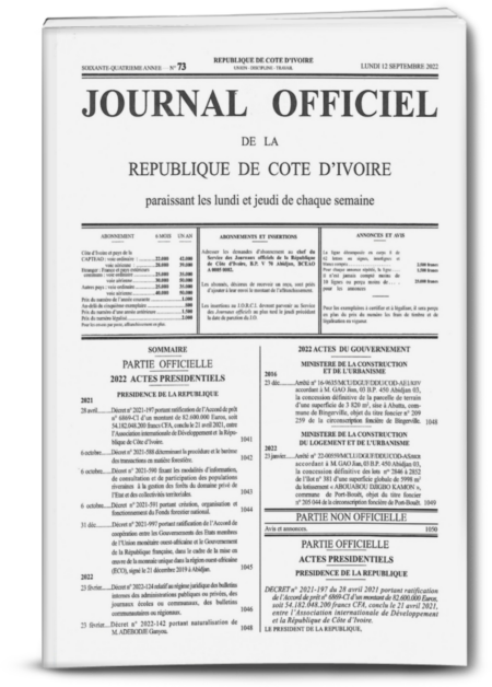Journal Officiel N° 73 du  Lundi 12 Septembre 2022 (PDF)
