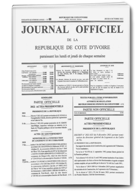 Journal Officiel N° 80 du Jeudi 06 Octobre 2022 (PDF)