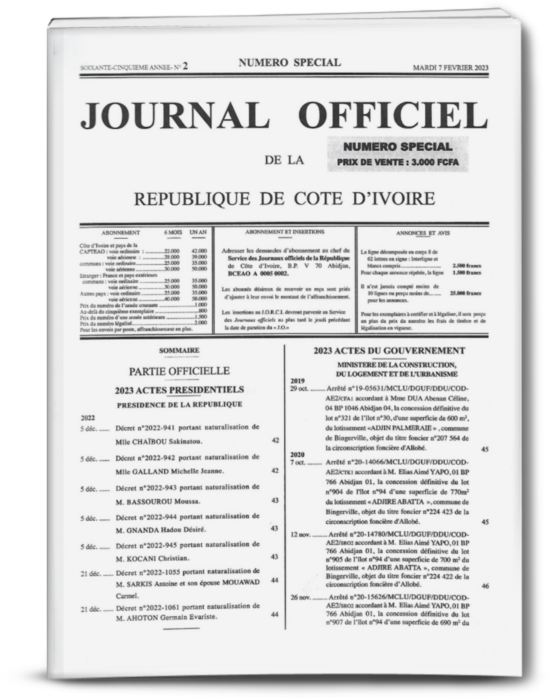 Journal Officiel Spécial N° 2 du Mardi 07 février 2023 (PDF)