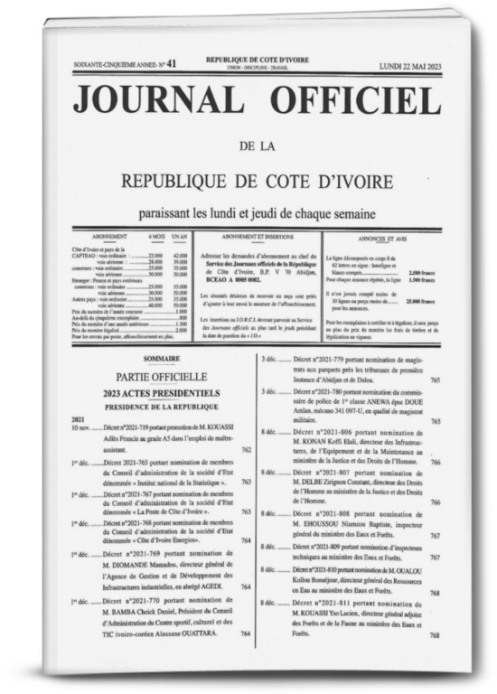 Journal Officiel N°41 du Lundi 22 Mai 2023 (PDF)