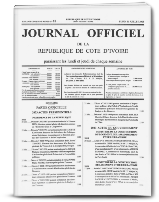 Journal Officiel N° 61 du Lundi 31 Juillet 2023 (PDF)