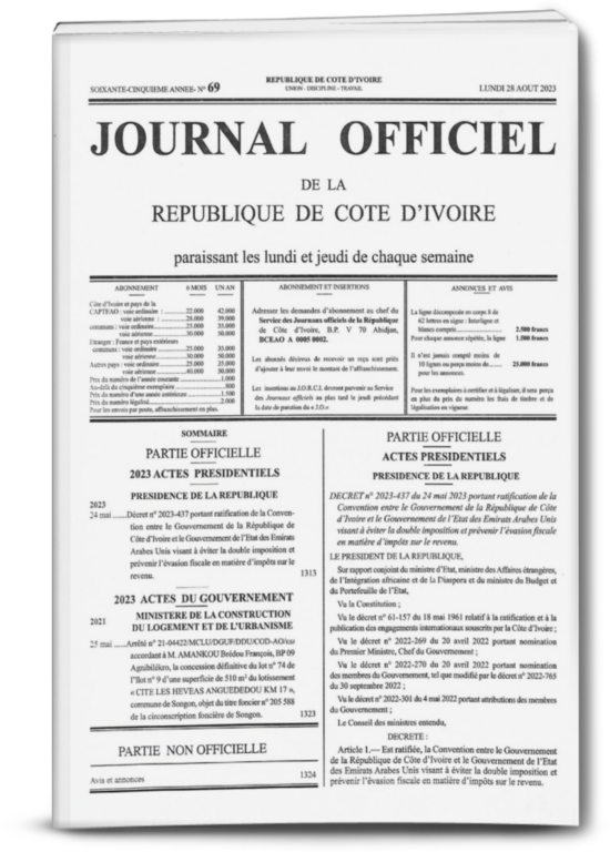 Journal Officiel N°69 du Lundi 28 Août 2023 (PDF)