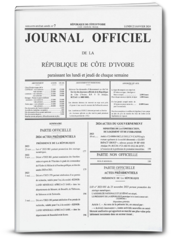 Journal Officiel N° 7 du Lundi 22 Janvier 2024 (PDF)
