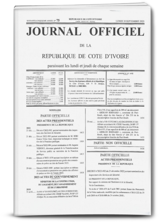 Journal officiel N°75 du lundi 18 septembre 2023 (PDF)