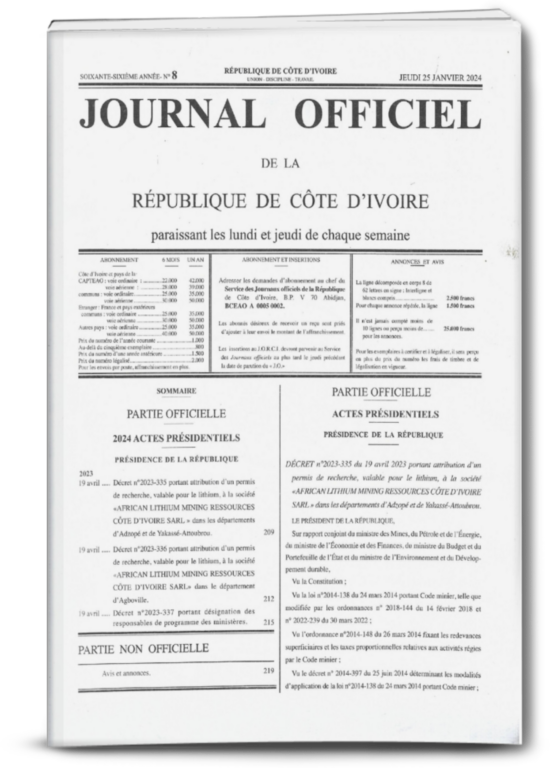 Journal Officiel N° 08 du Jeudi 25 janvier 2024 (PDF)