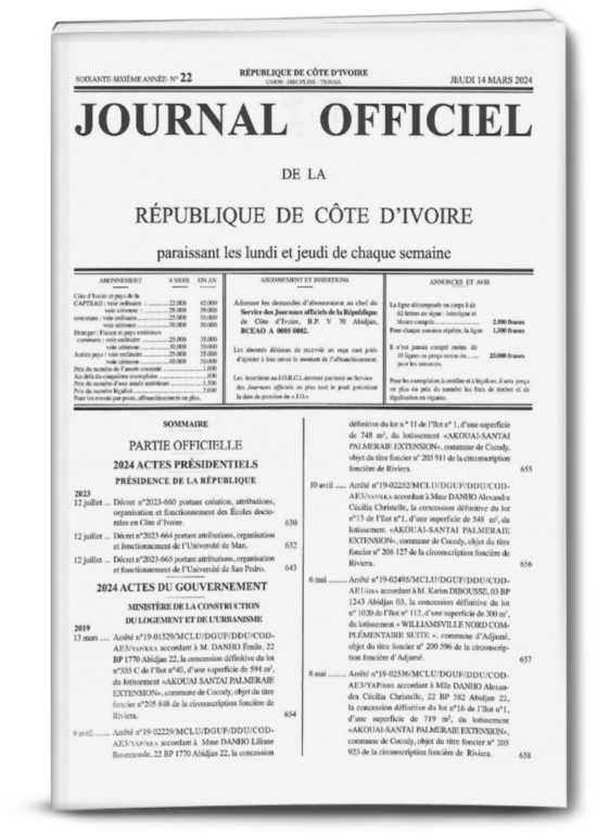 Journal Officiel N°22 du jeudi 07 mars 2024