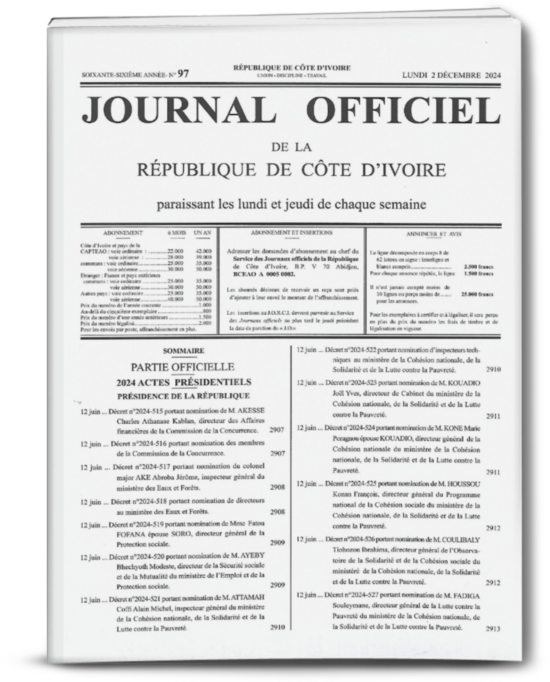 Journal Officiel N°98 du jeudi 05 Décembre 2024