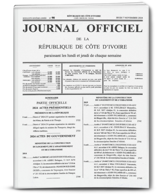 Journal Officiel N°90 du jeudi 07 Novembre 2024