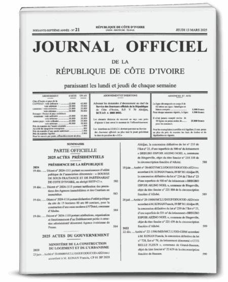 Journal Officiel N°21 du Jeudi 13 Mars 2025