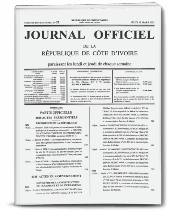 Journal Officiel JO N°21 du Jeudi 13 Mars 2025