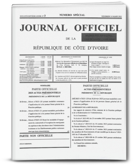 Journal Officiel Spécial N°3 du Vendredi 14 Mars 2025