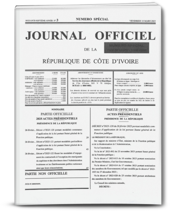 Journal Officiel Spécial N°3 du Vendredi 14 Mars 2025