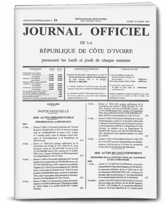 Journal Officiel JO N24 du Lundi 24 Mars 2024