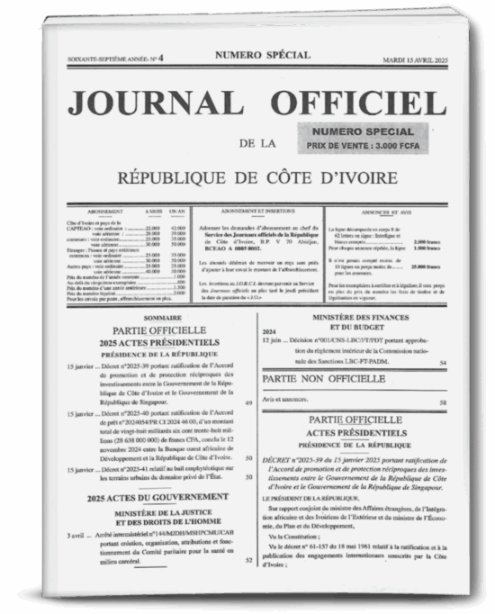 Journal Officiel N4 Spécial du Mardi 15 Avril 2025