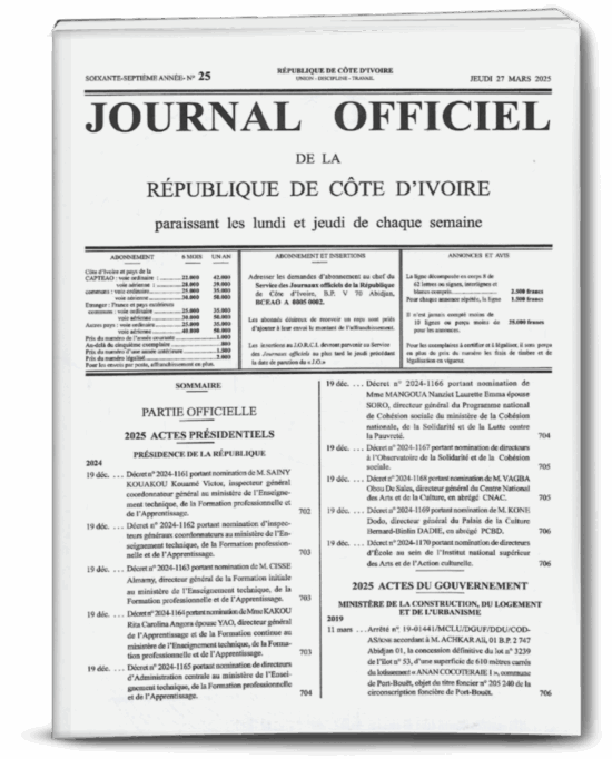 Journal Officiel JO N25 Jeudi 27 Mars 2025