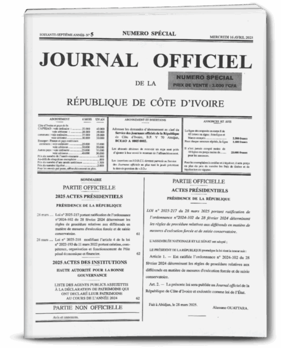 Journal Officiel N°5 spécial du Mercredi 16 avril 2025