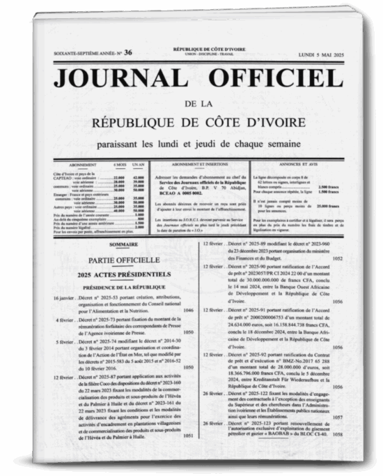 Journal Officiel N°36 du Lundi 05 Mai 2025
