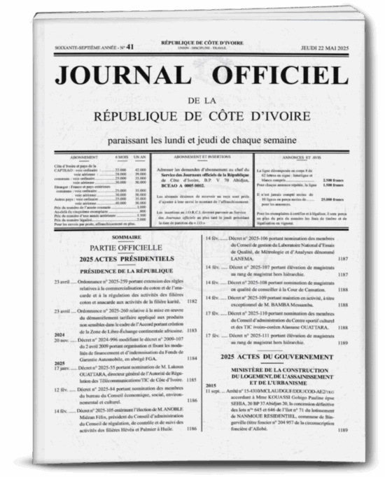 Journal Officiel N°41 du Jeudi 22 Mai 2025