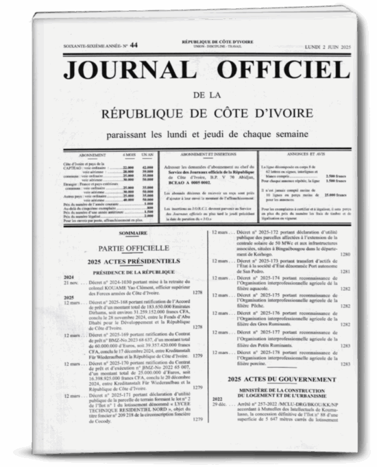Journal Officiel N°44 du lundi 02 Juin 2025