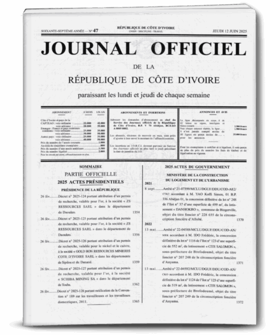 Journal Officiel N°47 du Jeudi 12 Juin 2025