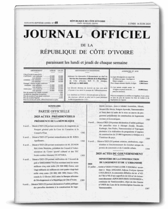 Journal Officiel N°48 du Lundi 16 Juin 2025
