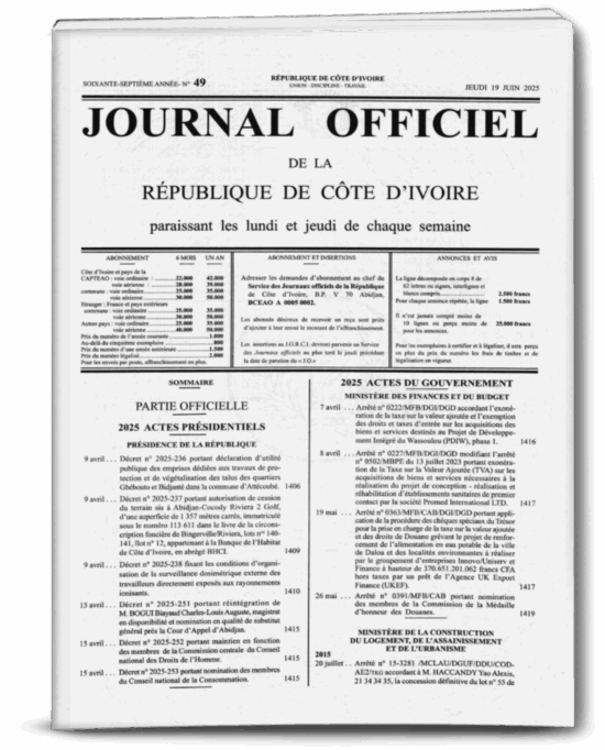 Journal Officiel N°49 du Jeudi 19 Juin 2025