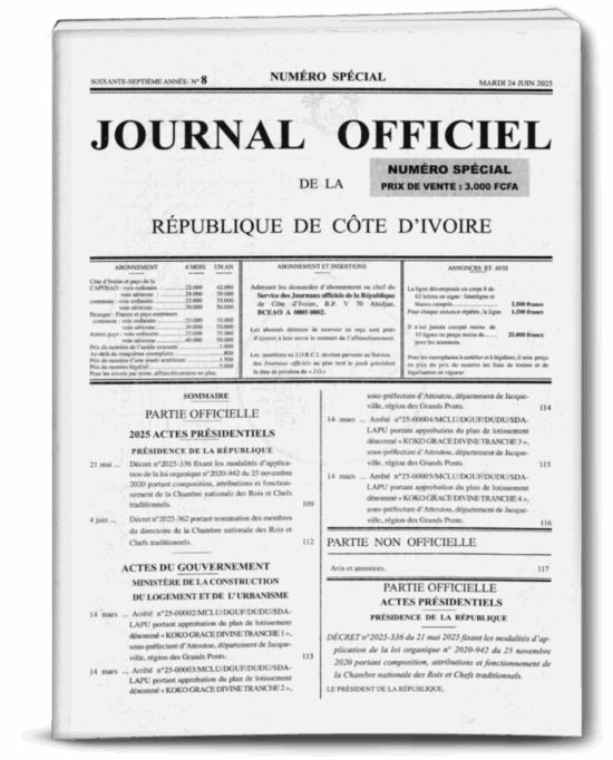 Journal Officiel N°8 spécial du Mardi 24 Juin 2025