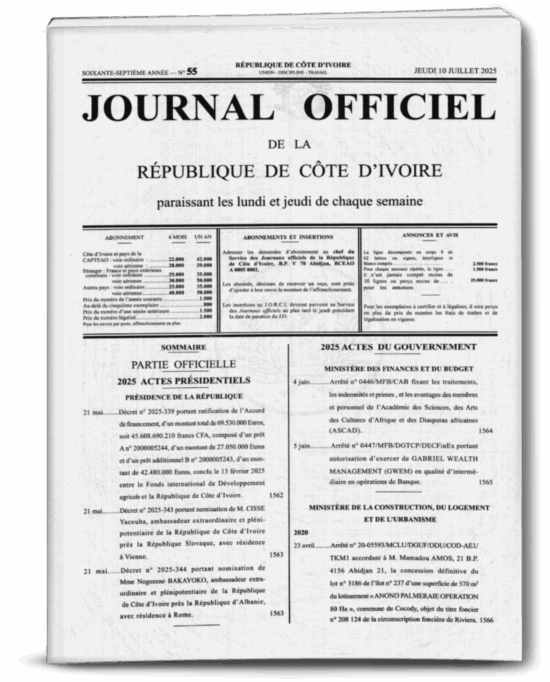 Journal Officiel N°55 du Jeudi 10 Juillet 2025